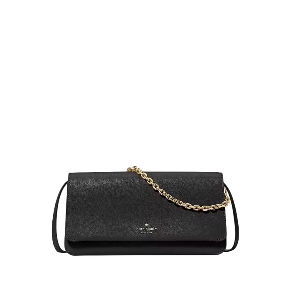 Kate Spade Staci Crossbody Bag Black Pebbled Leather Gold Chain KO455